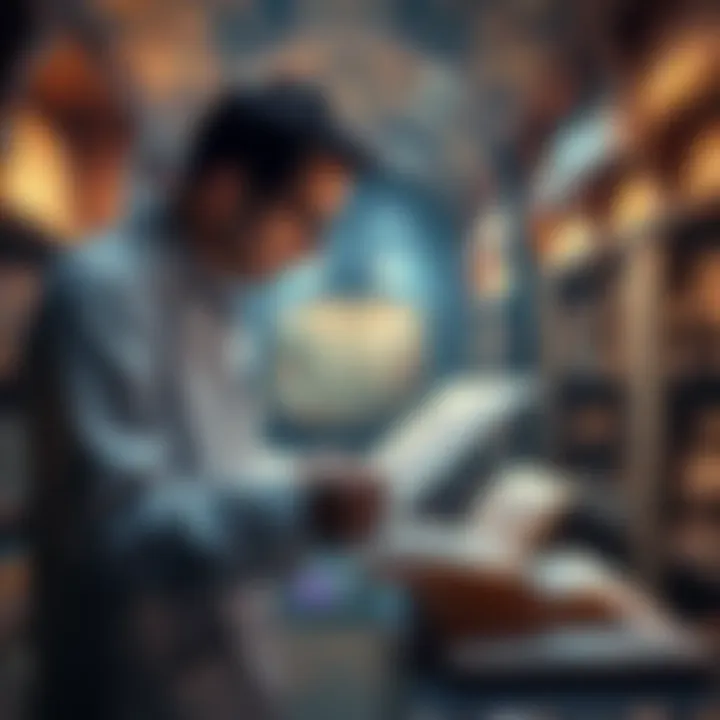 An archaeologist examines ancient scrolls in a museum, highlighting a roster that has been dormant for centuries.