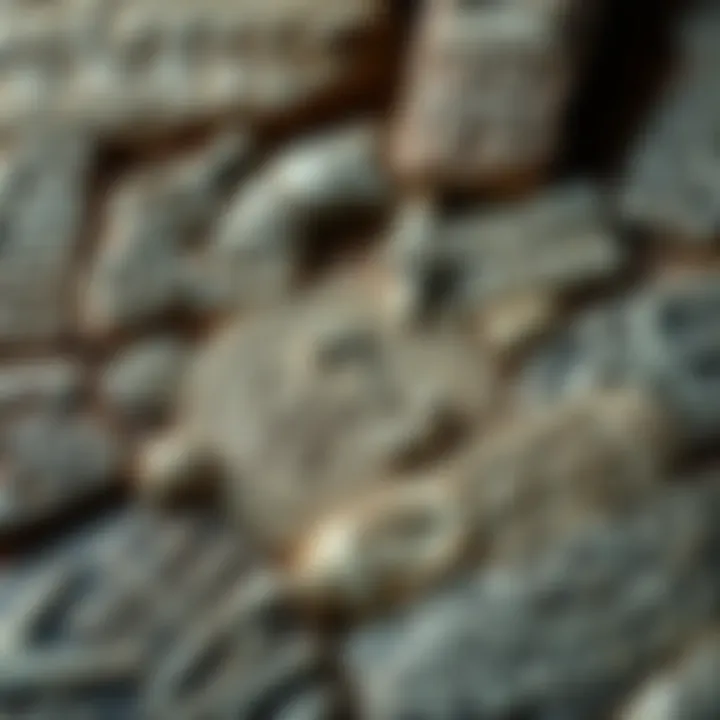 Ancient Symbols and Scripts Close-up of various ancient symbols and scripts etched on stone and parchment, showcasing their unique designs and historical significance.