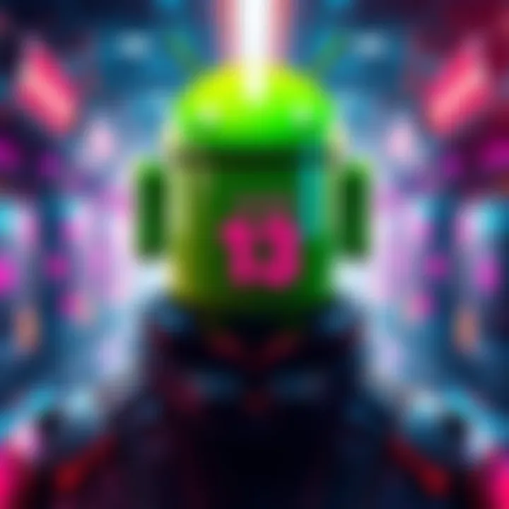 Android 13 absorbing chips from Android 14 and 15, showcasing a futuristic setting