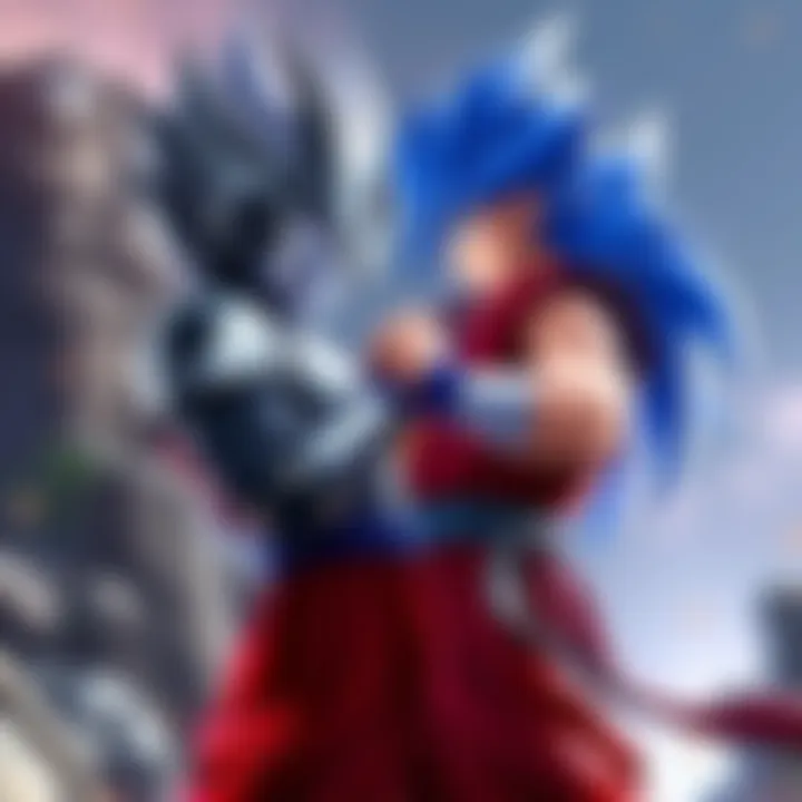 Android 17 and Super Saiyan Blue Goku facing each other in a battle stance, showcasing their powers.