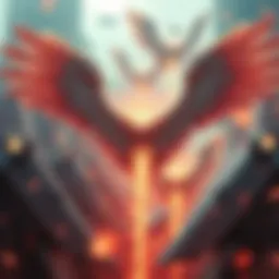 A dramatic scene depicting angels emerging amidst chaotic energy fields, symbolizing the Second Impact and DNA fusion with humans.