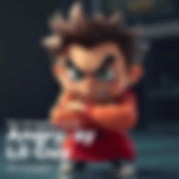 A small, frustrated character with a frown, crossing his arms in a defiant stance, showcasing emotions of anger and determination.