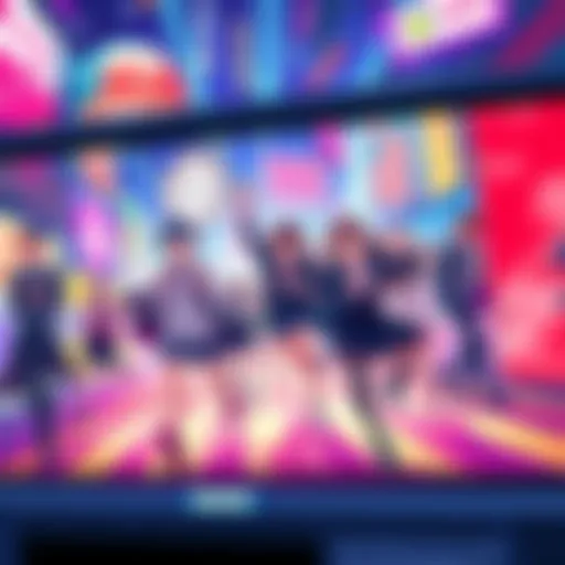 A colorful animated manga panel being edited for TikTok, showing vibrant characters in action, with elements of motion and visual effects.