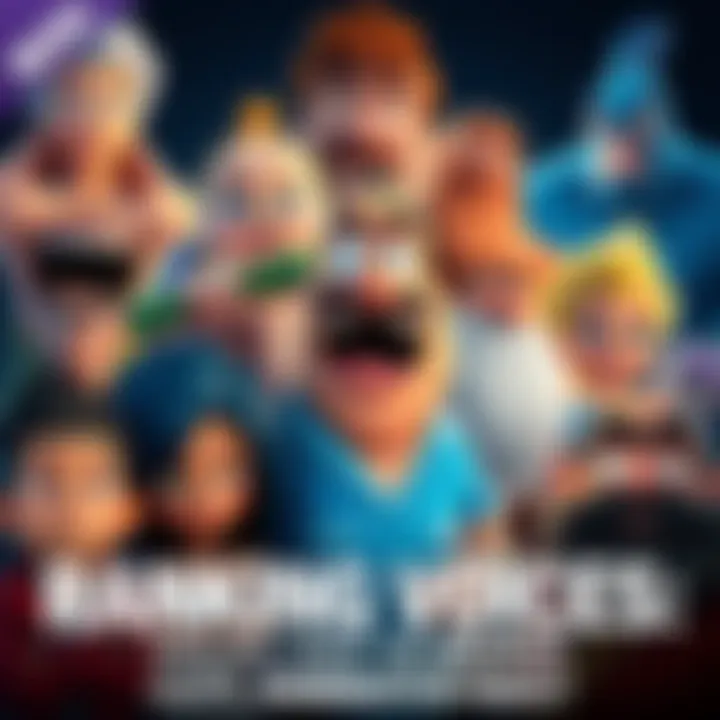 A collage of various animated characters known for their deep voices, showcasing their unique styles and expressions