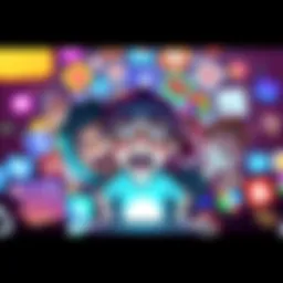 A colorful animated meme featuring humorous characters expressing excitement, surrounded by digital icons representing online communities.