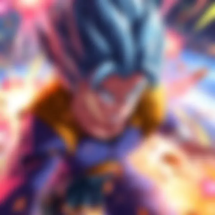 A vibrant animated wallpaper featuring Vegeta in action with dynamic colors and effects.