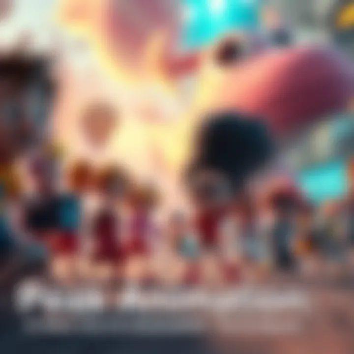 A vibrant scene showcasing various animation styles and techniques with characters and backgrounds in motion.