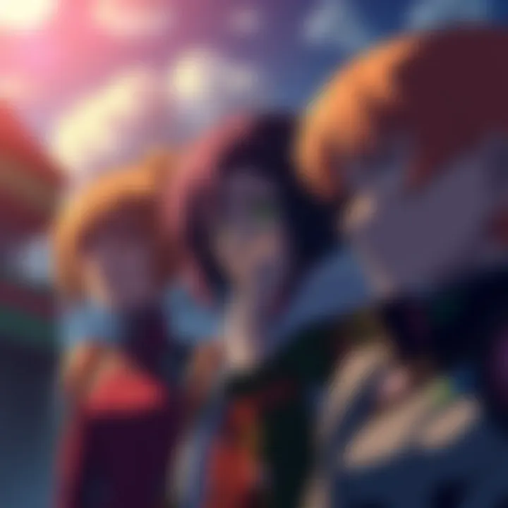 A group of anime characters reflecting on life, showing emotions like confusion and determination, inspired by the themes of Neon Genesis Evangelion