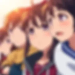 Anime characters showing deep emotions A group of anime characters with expressive faces conveying sadness and joy, symbolizing heartfelt stories
