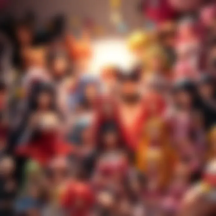 Anime figurines displayed together A collection of popular anime figurines representing various characters, showcasing diversity and fan loyalty, with an emphasis on waifus.