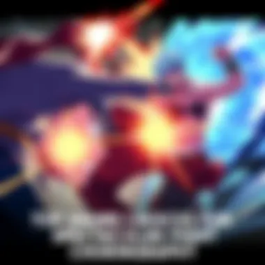 Anime characters in an epic battle scene Two anime characters engage in a thrilling fight with dynamic poses and action effects