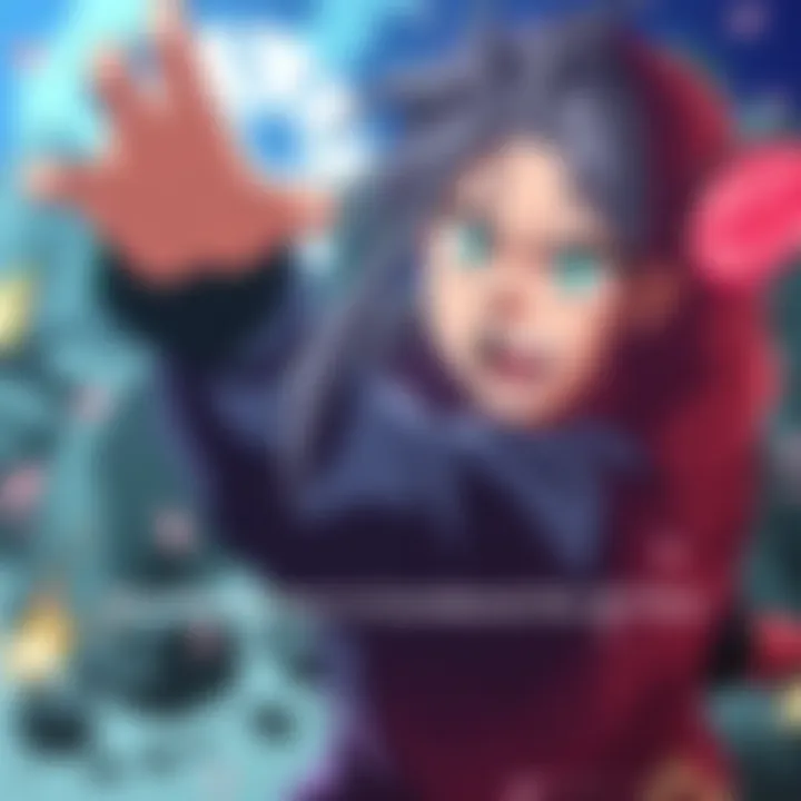 A dynamic scene featuring a beloved anime character showcasing their unique abilities and emotions, captivating fans with their intense expression.