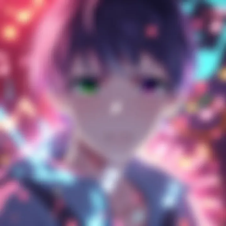 An anime character showing deep emotions, surrounded by musical notes and vibrant colors, symbolizing the emotional impact of storytelling.