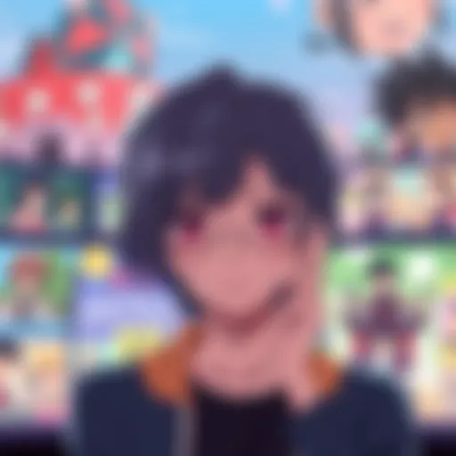 A thoughtful anime character with a puzzled expression, surrounded by colorful scenes from the show, pondering whether to continue watching, with elements of humor and tension evident.