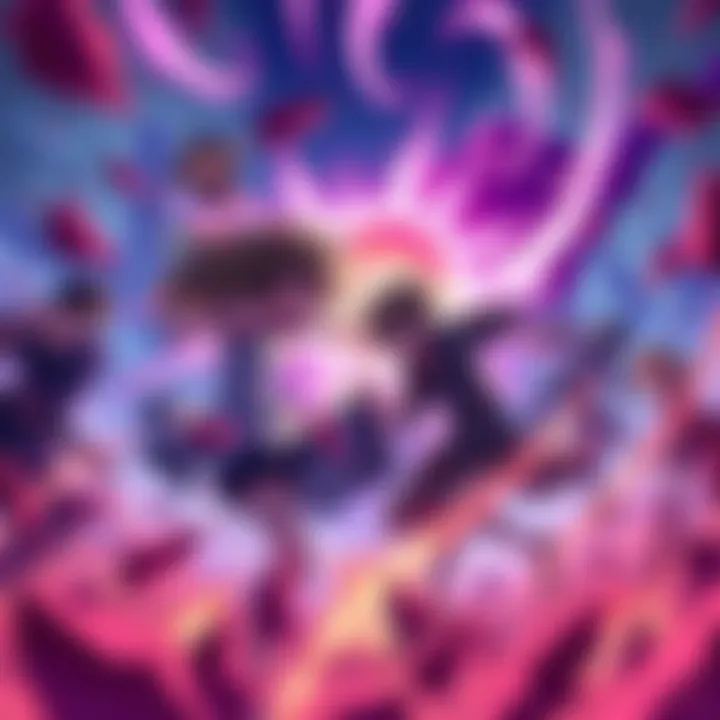 Dynamic anime characters in a vibrant battle scene, showcasing impressive visuals and engaging story elements.