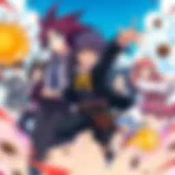 Dynamic scene featuring popular anime characters showcasing their unique abilities and styles from recent series