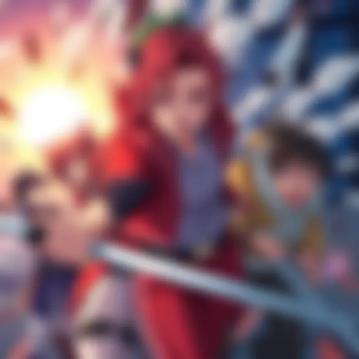Dynamic scene featuring popular anime characters that capture viewers' attention from the start