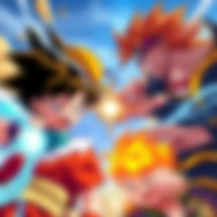 Luffy, Goku, Gojo, and Naruto face off in an epic showdown, each showcasing their unique abilities and powers.