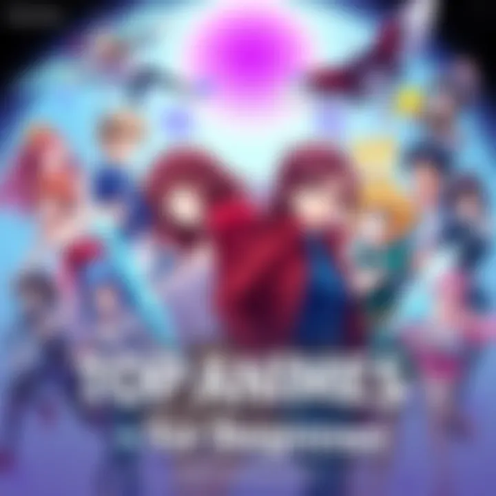 Colorful anime characters representing various genres like action, romance, and fantasy, perfect for new fans.