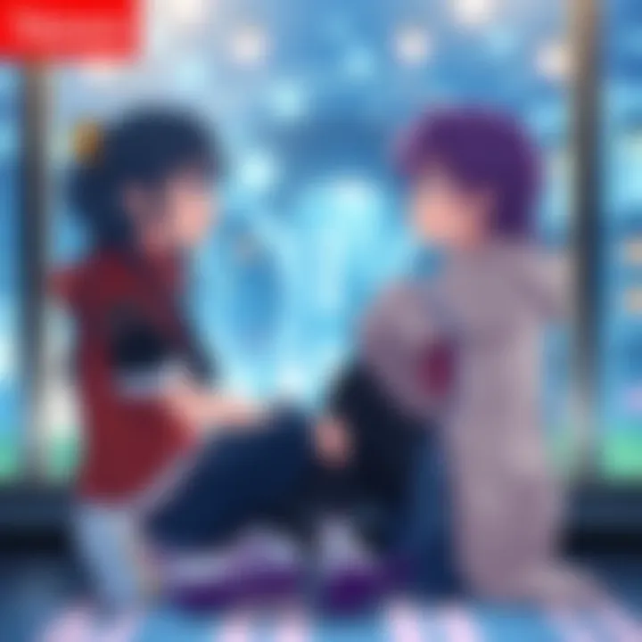 Two anime characters sitting together, discussing their relationship and feelings, showcasing their connection.