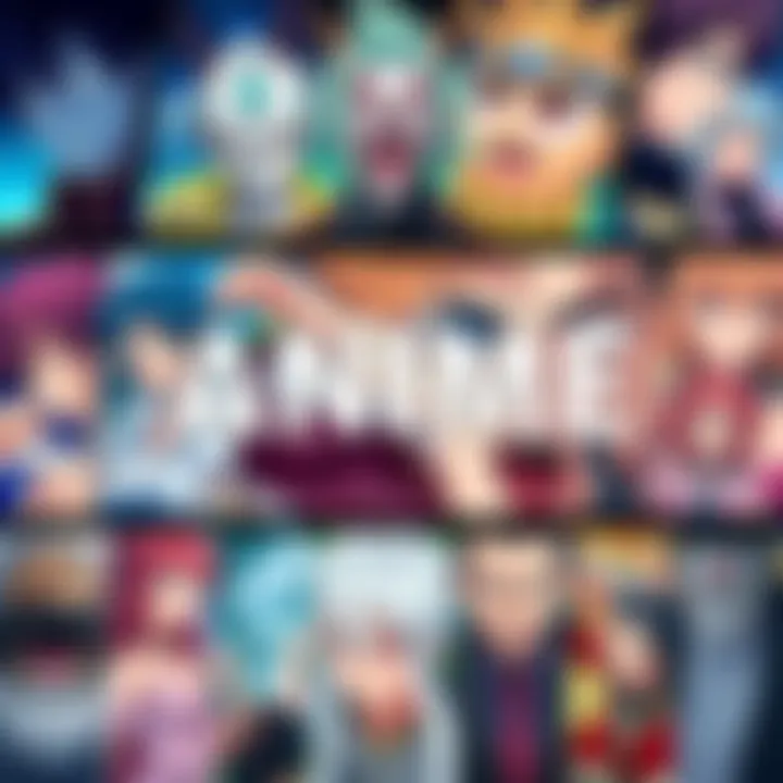 A colorful collage of popular anime characters from various genres, showcasing exciting scenes and expressions that capture the essence of anime entertainment.