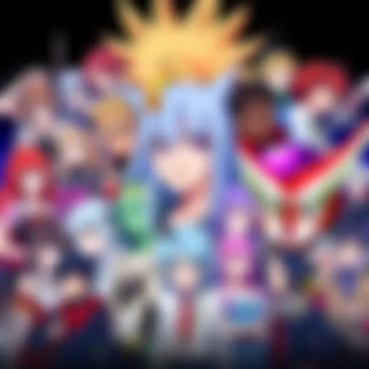 A colorful collage featuring popular anime characters, showcasing variety in styles and themes, appealing to diverse anime fans.