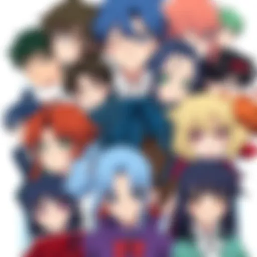 A collage of colorful anime characters showcasing diverse styles and expressions.