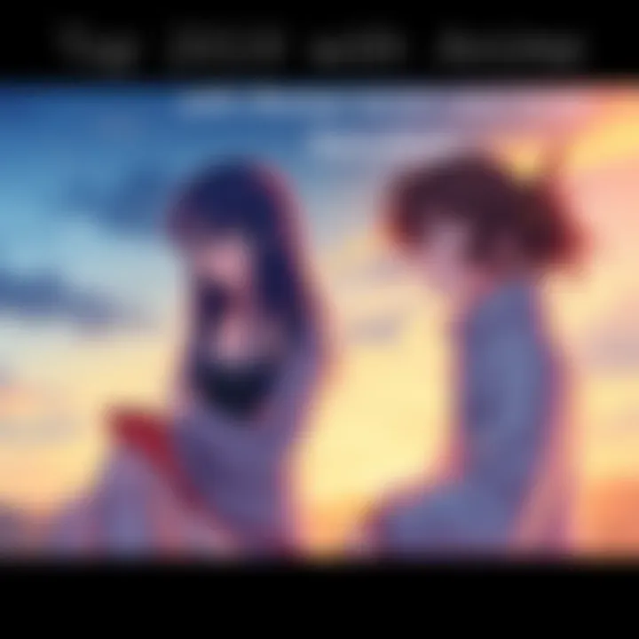 Two anime characters engaged in a deep conversation, reflecting on their emotions and stories, with a soft background depicting a calm setting.