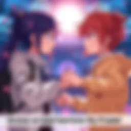Anime Characters Shaking Hands Two anime characters smiling and shaking hands, representing friendship.