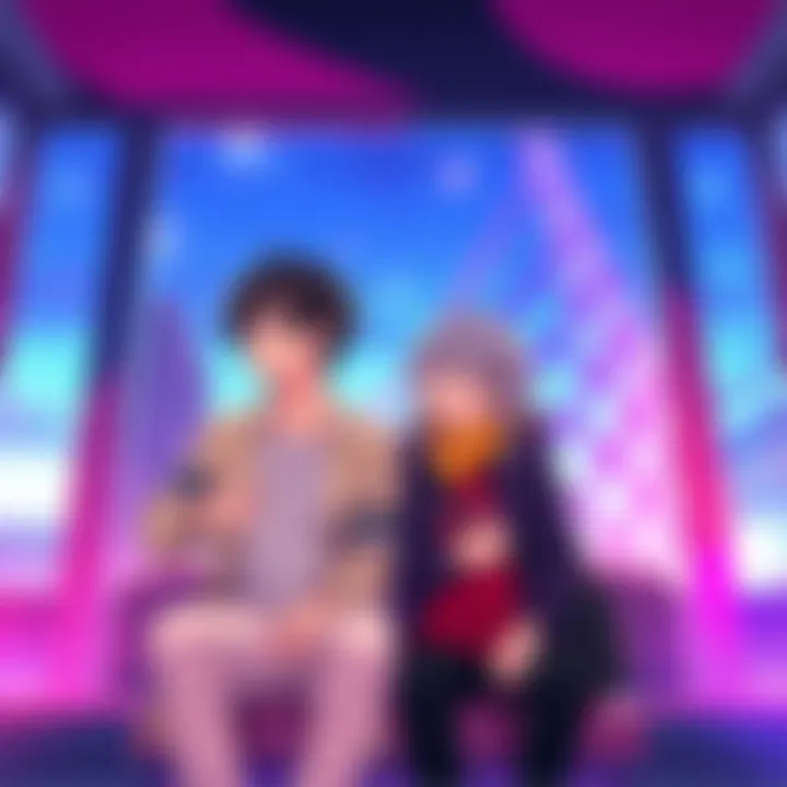 Anime Characters in a Humorous Scene Two anime characters share a laugh in a colorful setting, showcasing a mix of humor and adult themes.