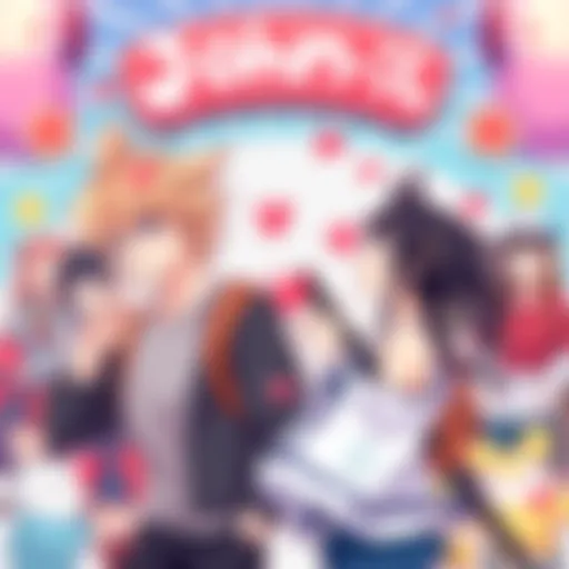 A creative illustration showing popular anime characters with the names John and Jane instead of their original names, surrounded by fun and colorful elements representing anime culture.