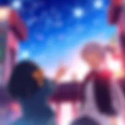 Anime characters sharing a laugh Two anime characters are laughing together, reflecting the humor found in romantic comedies like Kaguya-sama.