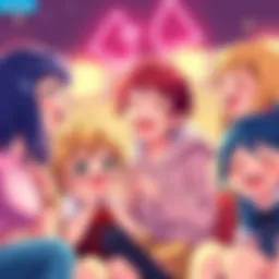 A group of animated characters sharing a laugh, showcasing their fun personalities in a colorful scene.