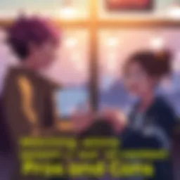 Anime characters discussing episodes Two anime characters animatedly talking about episodes from different seasons