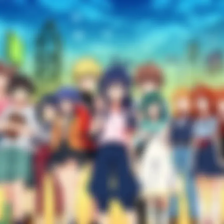 A group of colorful anime characters representing different genres, standing together in a lively background, highlighting the appeal of lesser-known anime series with few episodes.