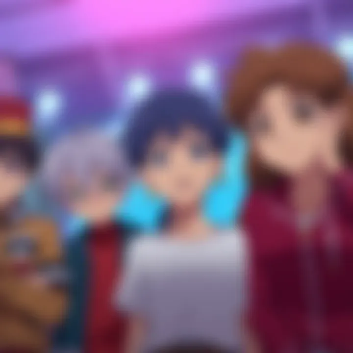 A group of anime characters expressing concern about tight release schedules and story arcs