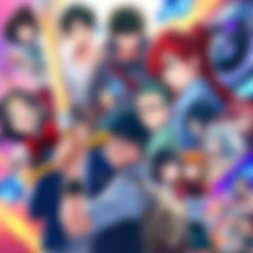 A vibrant collage of popular anime characters and scenes from different genres for 2025