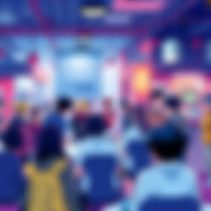 A vibrant group of anime fans discussing shows, sharing recommendations, and showcasing collectibles