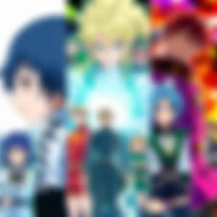 A colorful collage of characters from Re:Zero, JoJo's Bizarre Adventure, and Fullmetal Alchemist: Brotherhood, showcasing their unique styles and themes.