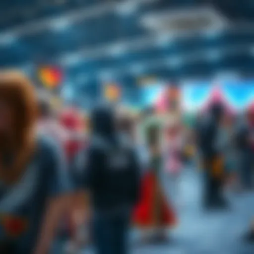 A vibrant cosplay event with fans dressed as various anime characters, showcasing creativity and community spirit.