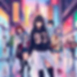 A vibrant collage showcasing anime's impact on fashion and social behavior