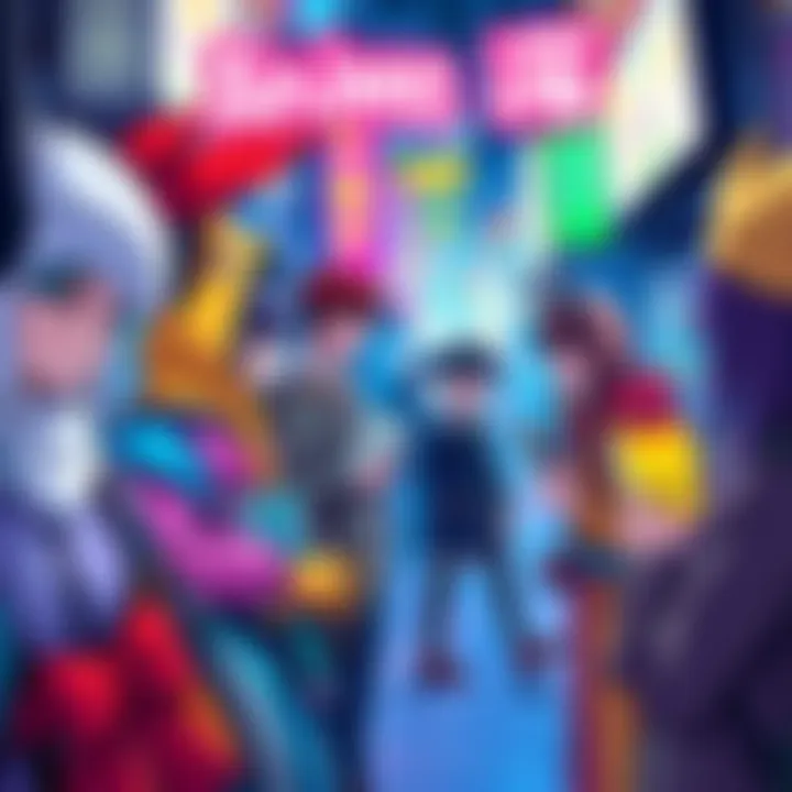 A vibrant scene showing young people engaging in activities inspired by anime, featuring colorful costumes and artwork, blending anime with daily life