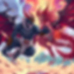Two powerful anime daemons showcasing their abilities in a dynamic battle scene