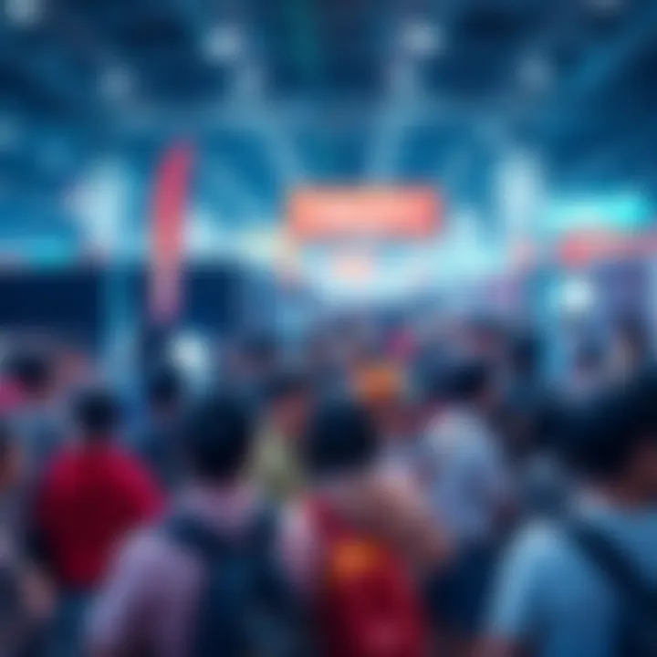 A crowd of anime fans gathering at an expo, sharing opinions and discussing their favorite moments.