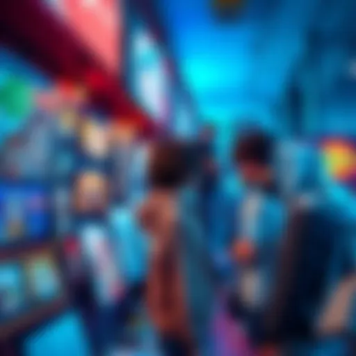 Colorful fan art featuring popular anime characters and themes at a community event