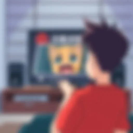 A cartoon fan looking disappointed at a TV screen showing a short anime season with only a few episodes