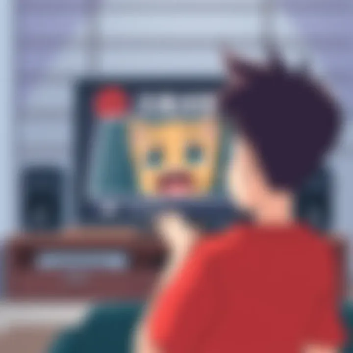 Anime fan frustrated with short seasons A cartoon fan looking disappointed at a TV screen showing a short anime season with only a few episodes
