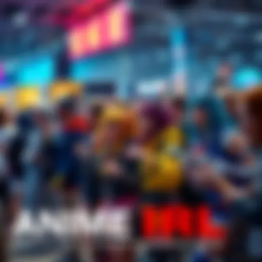 A group of anime fans dressed as their favorite characters at a lively cosplay event, celebrating in colorful costumes.