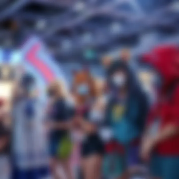 A group of anime fans dressed as their favorite characters enjoying a community cosplay event