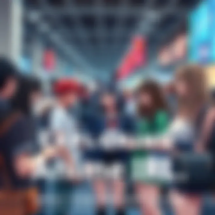 Fans engaging with anime in real life Group of fans dressed as anime characters at a convention, sharing experiences and enjoying the culture